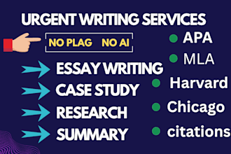do research work, essay writing, case study, with ur choice writing style