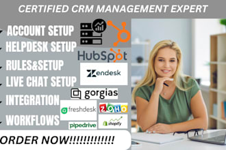 setup gorgias, freshdesk, zendesk,hubspot crm, ai agent, chatbot, shopify expert