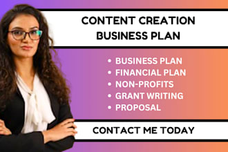 create an investor ready content creation agencies for UK USA ca business plan
