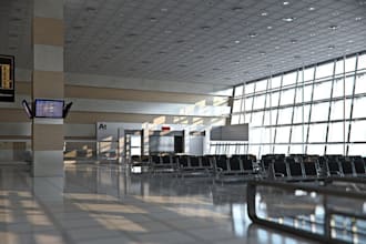 3d airport lounge design, lounge layout design,  commercial building with render