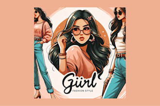 make awesome girl fashion style mascot logo with free source file