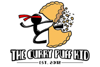 design stylish attractive ninja logo for curry puff kids