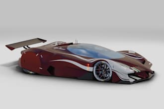 model detailed rc car, sport car, body kit, bomber car, fender car, 3d vehicle