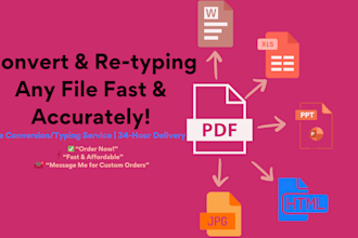 convert PDF to word and do retyping PDF to word 20 up pages