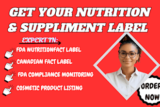 create fda, eu compliant nutrition facts label and supplement label