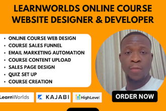 setup online course on learnworlds, kajabi, teachable, thinkific, podia