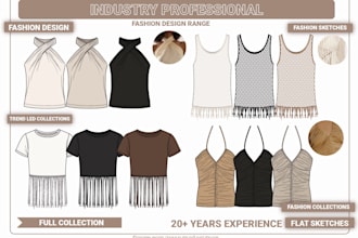 design fashion garments with flat sketches for womenswear