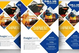 design a professional logistics, truck dispatch, and freight broker flyer