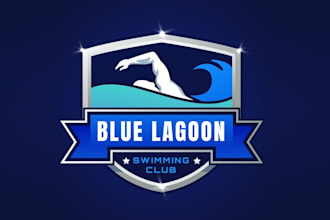do swimming pool service brand company swimmer logo design