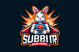 design amazing rabbit super mascot logo with free vector file