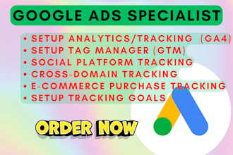 setup google analytics 4, ads conversion tracking, ga4 ecommerce tracking by GTM