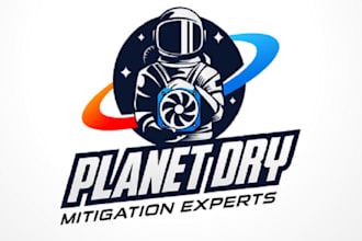 design classic space themed water mitigation logo