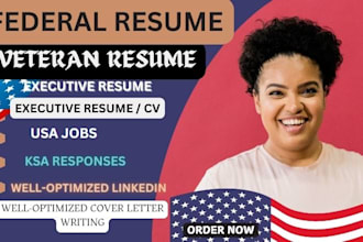 write federal resume, CV, cover letter, optimize linkedin for nursing, IT, tech