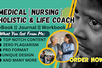 design medical, nursing, holistic, life coach, self help journal and workbook