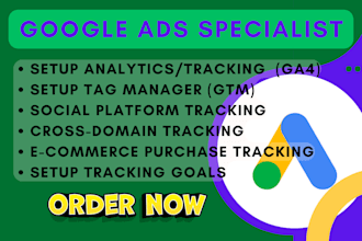 setup google analytics 4, ads conversion tracking, ga4 ecommerce by tag manager