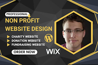 design nonprofit, charity website, ngo with donation features, wordpress wix