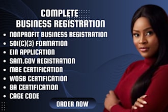 nonprofit 501c3 formation ein application samgov mbe wosb 8a cage code