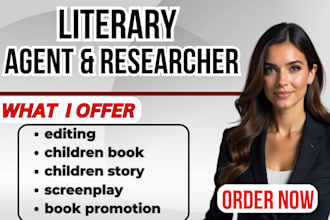 find literary agent for fiction book, movie script, children book, screenplay