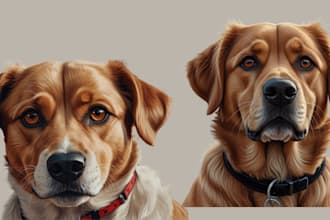 draw pet portrait illustration, dog cat portrait, pet vector art, pet cartoon