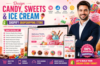 design candy sweets ice cream shopify dropshipping store website