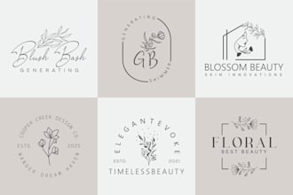 do minimalist, feminine, botanical, boho, beauty, hand drawn, custom logo