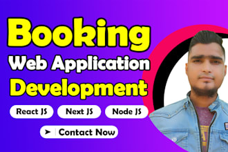 develop booking, reservation web application with react js, next js, node js