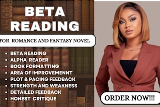 beta read and critique your manuscript, format fiction, nonfiction, novel