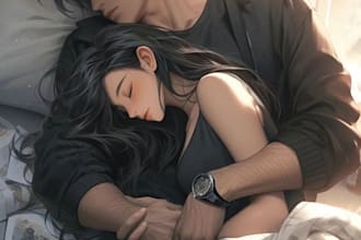 draw anime couple illustration manga webtoon  nsfw, fanart, webtoon style