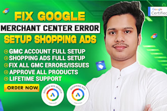 fix google merchant center suspension and setup shopping ads campaign