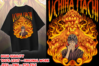 draw a custom anime tshirt design illustration for you