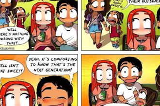 draw comic book illustration, storyboard, and cartoon comic strip