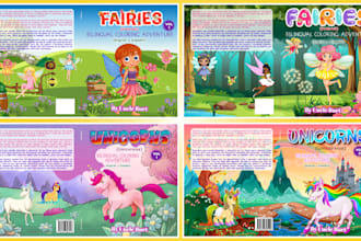 kids and adult coloring book cover design, children activity book for kdp