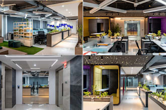 design realistic 3d interior office design