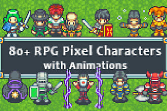 create 2d game character sprite sheet for pixel art animation game asset