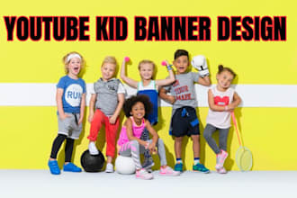 design kids youtube banner, channel art, thumbnail video thumbnail banner design
