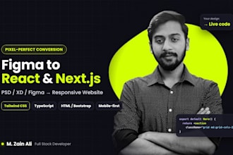convert figma to react, nextjs, or PSD to HTML with tailwind css