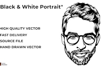 draw your face or pet into black and white vector potrait