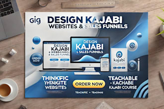 design kajabi website, sales funnel, kajabi course, teachable, thinkific website