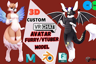 upload or fashion custom vrchat avatar vr character furry model vtuber model