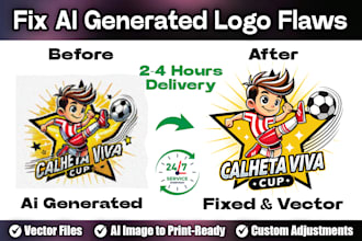fix ai generated logo flaws and convert to vector quickly