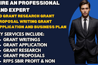 do grant research, grant proposal writing, grant application and business plan,