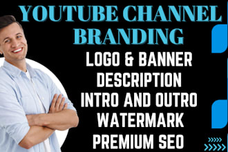 do youtube channel branding with logo, banner, thumbnails and intro video