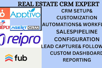 set up reipro reireply ylopo realvolve apptivo agent CRM hubspot for real estate