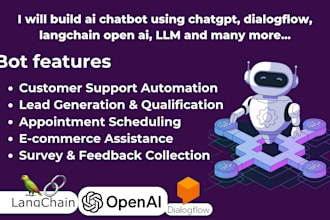 build a custom ai chatbot using chatgpt, dialogflow, langchain and openai