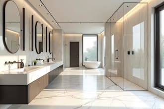 remodel and design your bathroom area interior in 3d architectural rendering