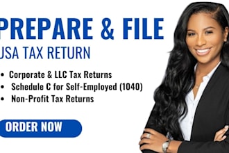 prepare and e file USA tax returns for personal, llc,  corporate and boi report