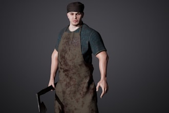 playable 3d character modeling, asset for ue5, unity, 4k texture, uv map,ue5 rig