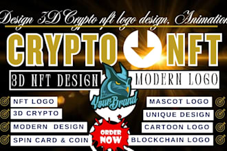 3d nft logo design, nft pixel art modern minimalist business design