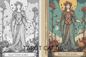 draw your tarot cards vintage poster art deco retro in art nouveau style