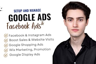 setup facebook and google ads, gmb ranking, meta ads manager for wix website